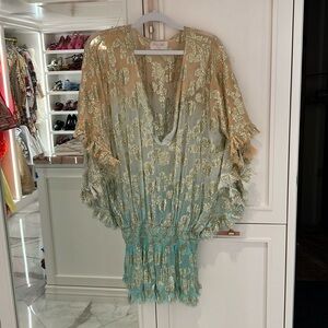 Miss June sheer metallic beach Dress coverup one size fits small-xl